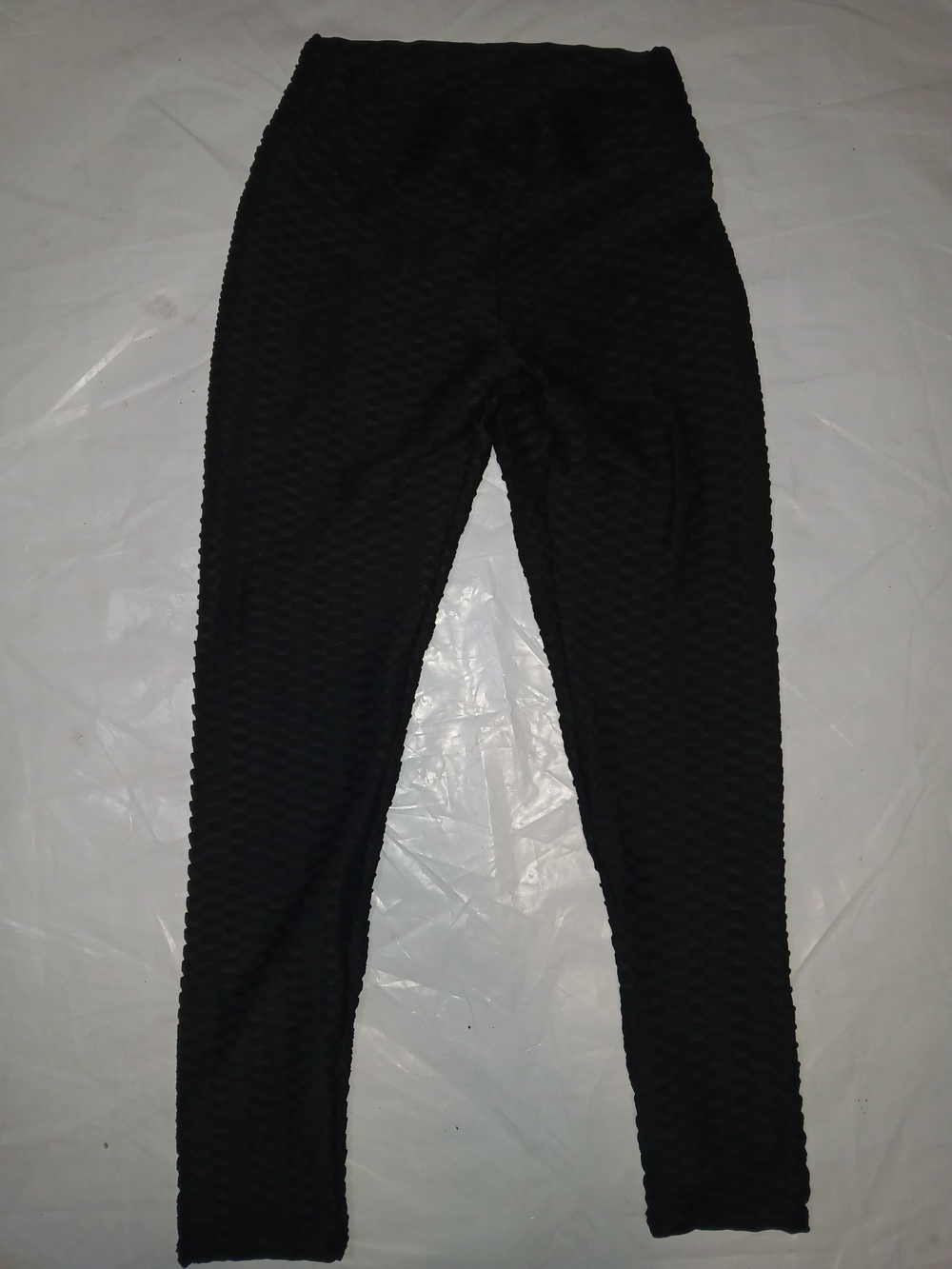 SHEIN Black Textured Leggings | High‑Stretch Scrunch‑Style Look | Size M